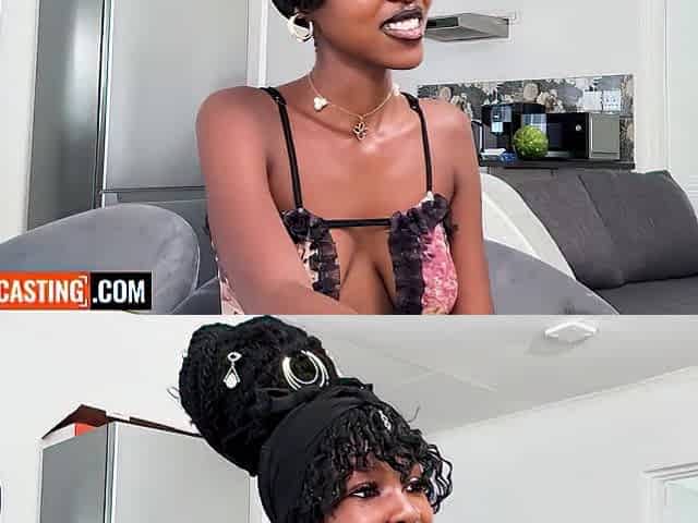 Super Constricted Black Teen Snatch Railed By Large Rod In Interracial Casting
