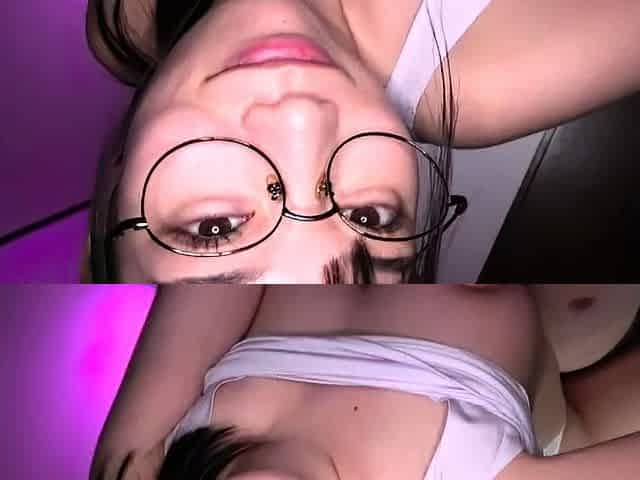 Sexy webcam girl giving a handjob and blowjob