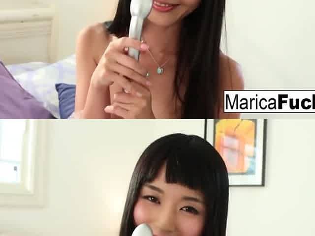 Marica Hase : Pornstar Marica shows off her new silver vibrator