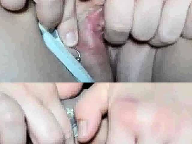 Massaging clit of my pierced pussy (close up)