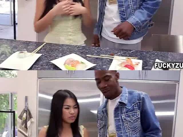 Cindy Starfall suck a ebony penis after dinner