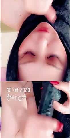 Black Hijab with Black Dildo Muslim Arab