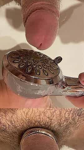 Playing with the shower ending in large climax