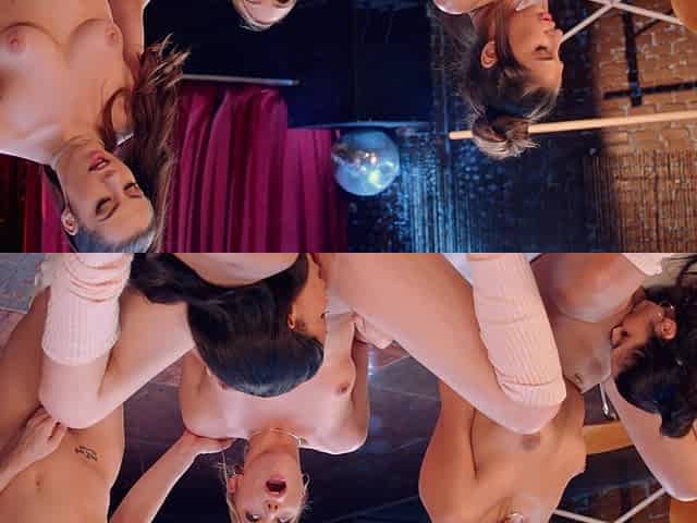 Five girls are having a fun lesbian orgy with no guys around.