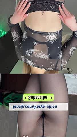 Shows the camera fresh nylon tights and a large booty