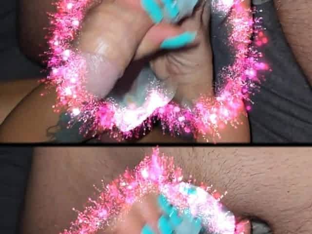 Stepmom with Long Nails Is Giving Handjob with Sock