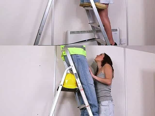 Horny CFNM babe cocksucking lucky worker