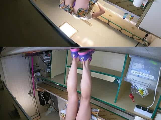 Super hot blonde floozy upskirted at work