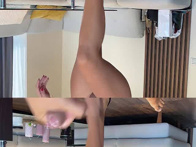 That babe rides me mad with those ebony high heels on floor