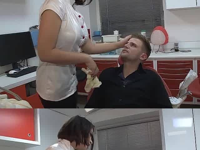 The dentist gets drilled in her office!