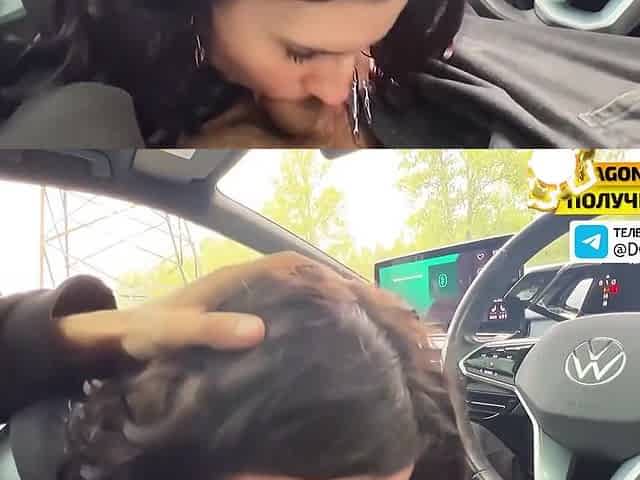 Blowjob In A Car In A Public Place From A Busty Girl