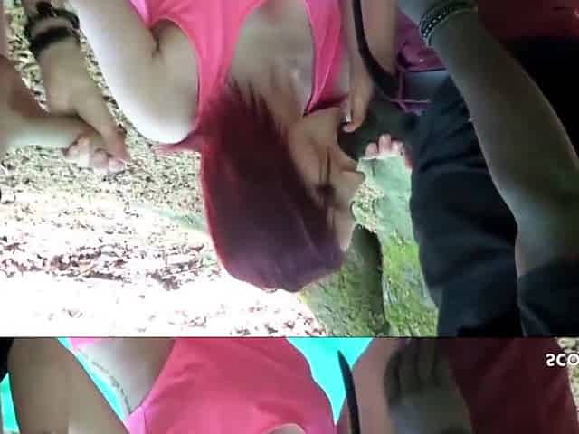 German Redhead Gal Picked Up And Banged In MFM By Ebony Dude And Ally