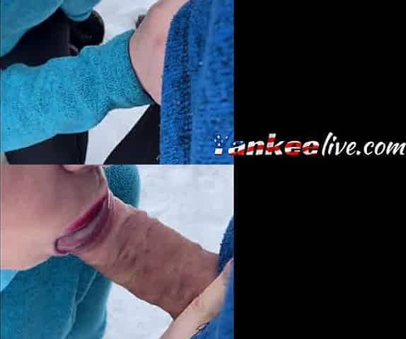Public Blowjob on a Walking Trail with a Busty Amateur Teen
