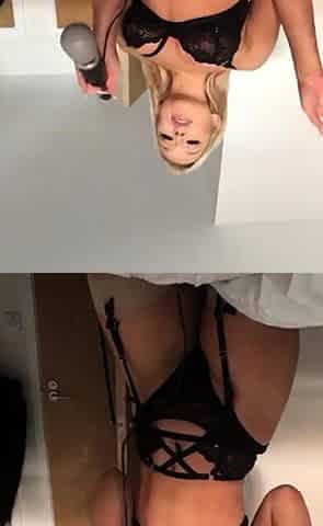 Perfect blond making solo masturbation