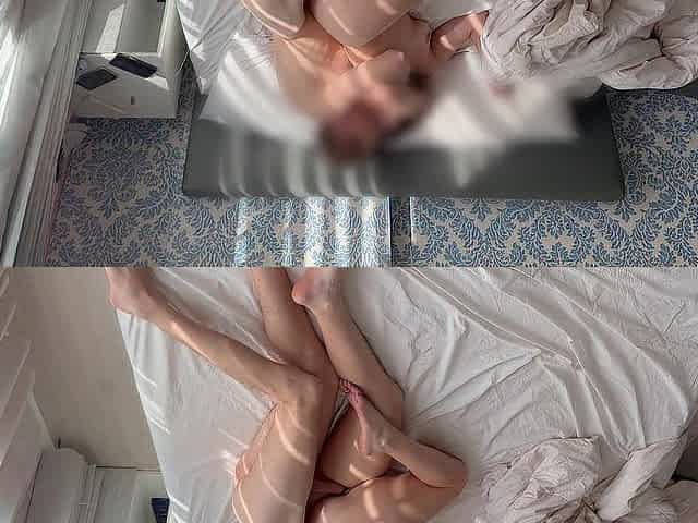Vehement sex of a real pair in the morning, excited large butt