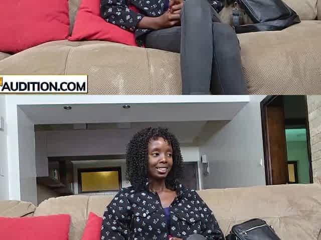 Large butt black teen Nantale unfathomable doggy position screwing at the fake casting