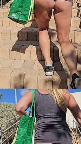 Walking in Park and Stairs Without Underwear - Full Video