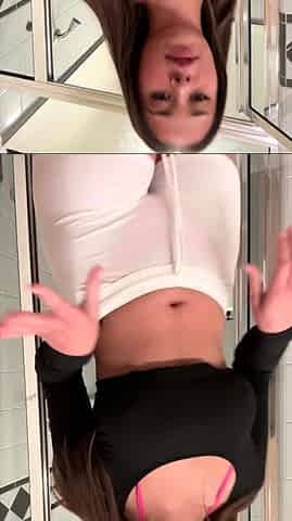 Hot babe with perfect big boobs taking shower