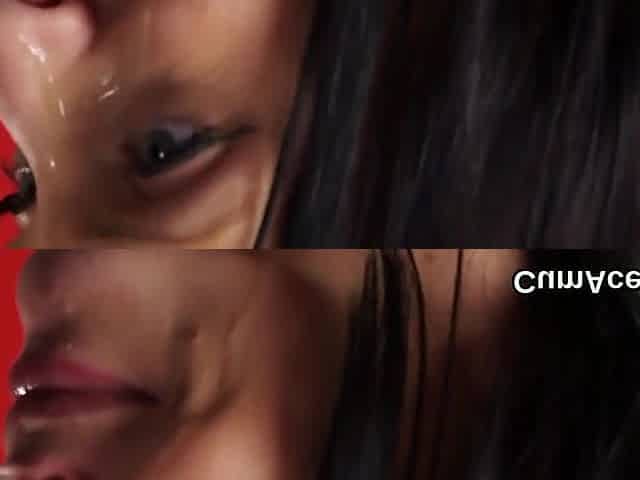 Peculiar Bombshell Gets Cumshot On Her Face Eating All