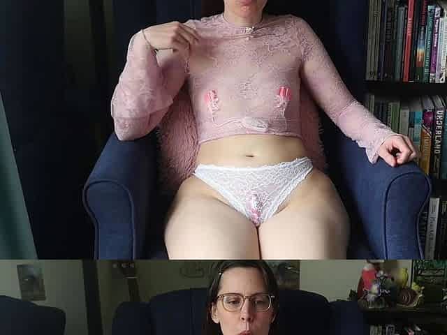 Cute curly brunette solo webcam masturbation