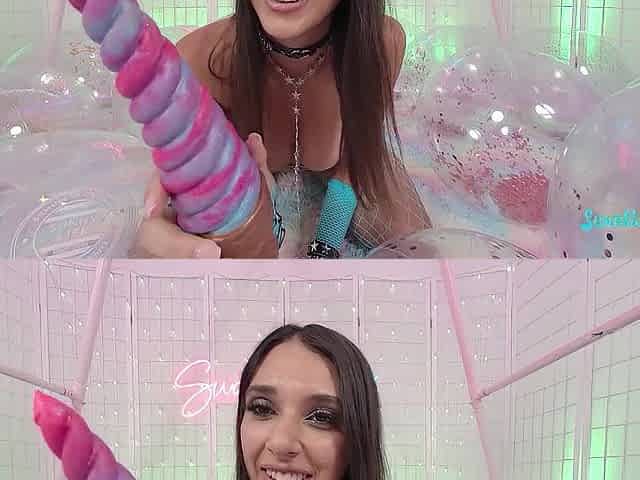 Slim playgirl Aria Sloane hungry sloppy sucking experiment