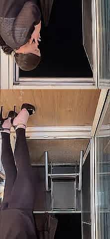 Sissy teasing and sextoy riding on balcony