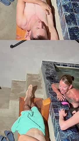 Full FFM 34min Sauna Adventure Left Alone with a Shy MILFs and Made Me Cum