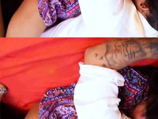 Small tit tan amateur gives a blowjob