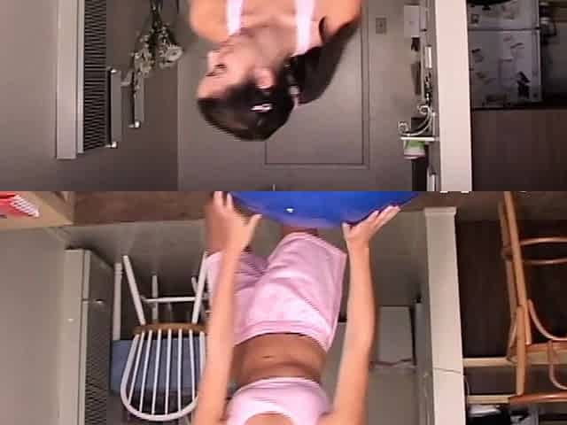 Hot teen on stability ball