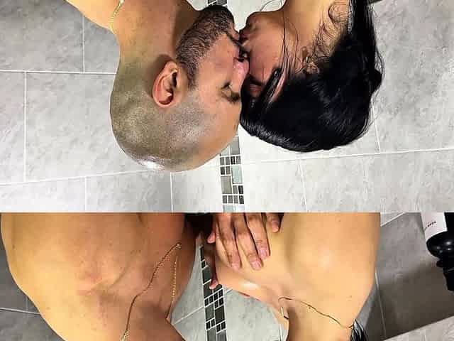 Babe and stud have fun in the shower together