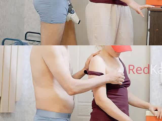 A delivery gal receives a creampie surprise due to a broken fuck-rubber