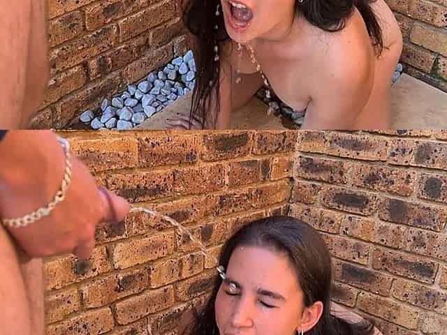 Slow Motion Face Piss for Human Toilet Teen