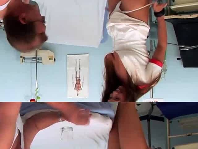 Trashy nurse peeing in a glass