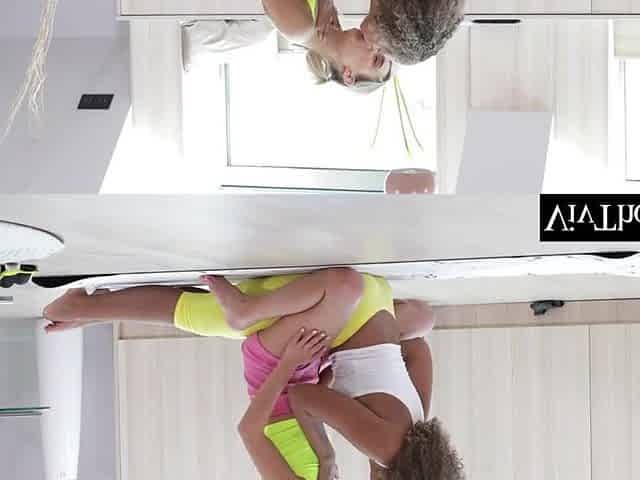 Interracial lesbo slide out of their cloths and make every other climax