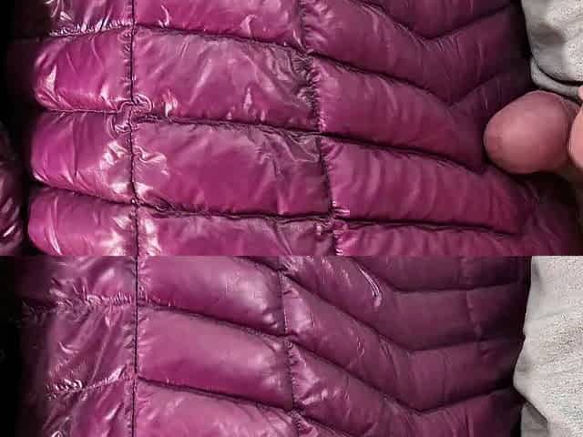 Cum on Girlfriend's Shiny Pink G.W. Down Jacket