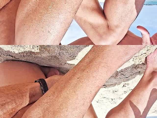 Exhibitionist Hawt Man Jerks Off His Large Wang Riskily On Public Beach