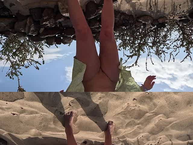 Can't Hold It and Pee Into the Sand on the Public Beach
