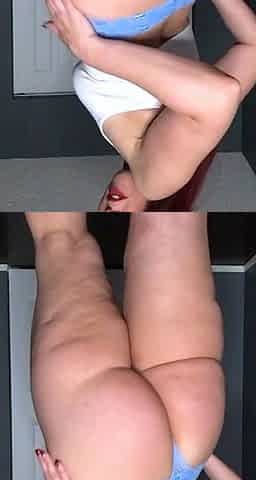 Solo brunette masturbation and striptease