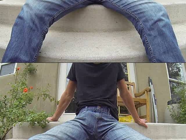 Pissing in a cock rubber until it bursts in my jeans