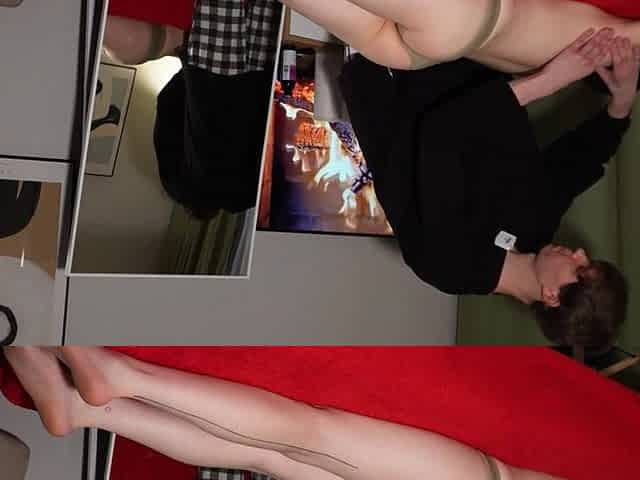 cutie exposes her pussy on massage