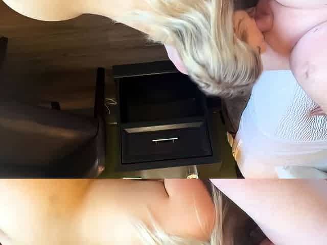 Two amateur blonde teen babes sucking huge fat cock