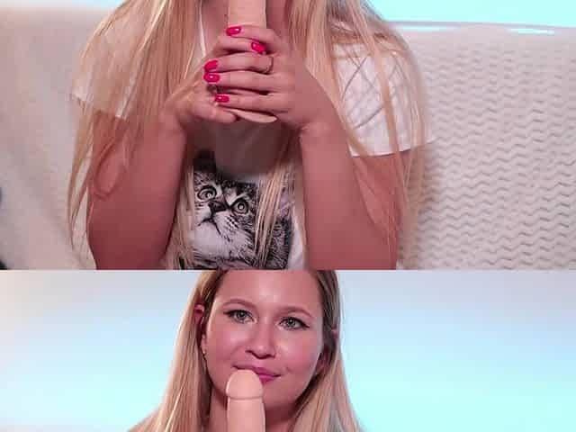 A Large Dildo Fit Into Her Small Mouth