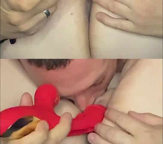 Close up Plump twat licking playing with the sex toy