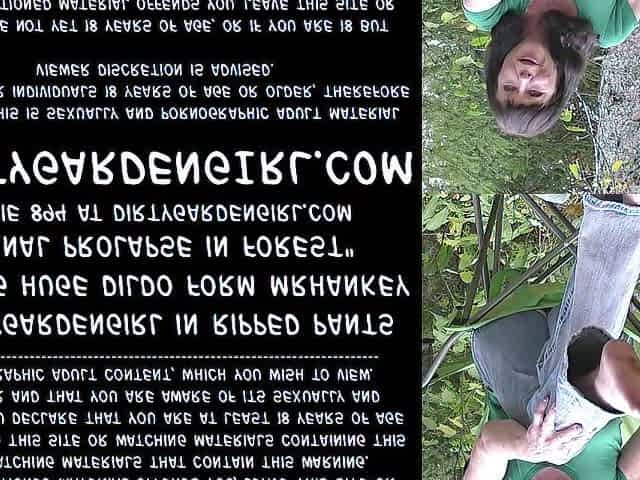 Dirtygardengirl in ripped panties banging biggest sex toy form mrhankey & anal prolapse in forest