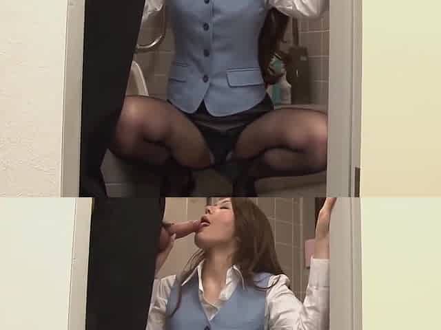 Playful Asian Secretary Unabashedly Entered The Stall And Called Him For A Threesome With China Mimura