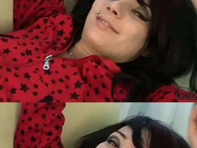 Hot punk teen goes solo masturbating