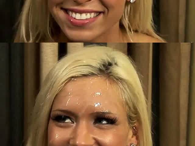 Hot blonde blowjob with facial