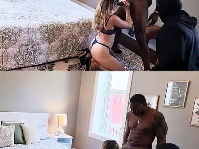 Brickhouse blond cuckold white milf gets spitroasted by bbc