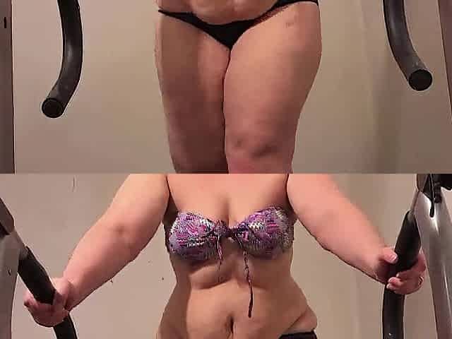 A curvy mother I'd like to fuck walks along the treadmill, shaking her luscious butt cheeks.