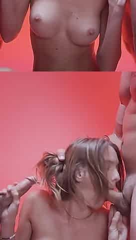 Tiny Blonde Gets Double Creampie